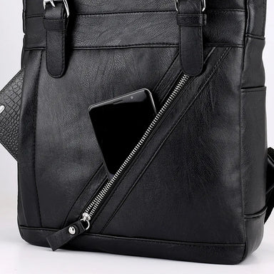 Vintage PU Leather Water-Resistant Laptop Travel Backpack Bolsnik