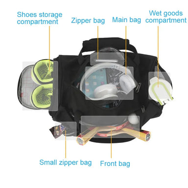 Inoxto Gym Bag with Shoe Compartment and Wet Dry Compartments
