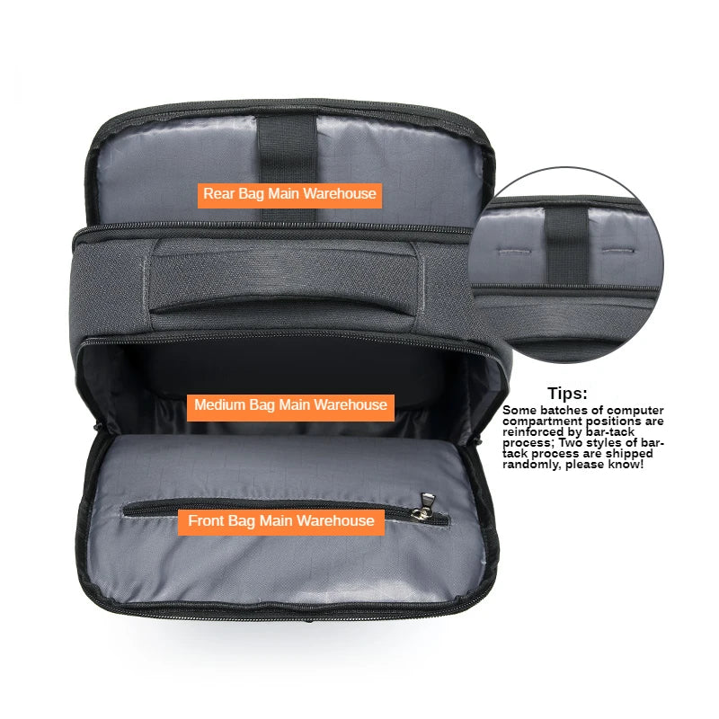 GOLF Large Capacity Work Laptop Backpack Black