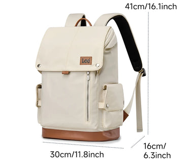 LEE Ultra-Capacity Waterproof Leather Laptop Backpack