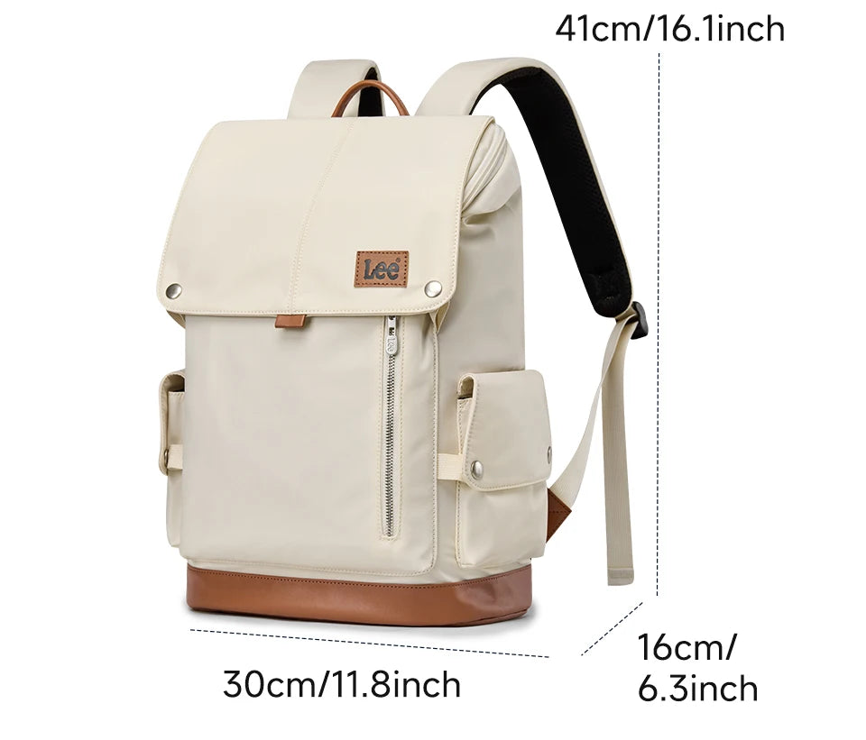 LEE Ultra-Capacity Waterproof Leather Laptop Backpack