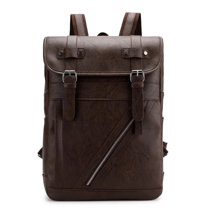 Vintage PU Leather Water-Resistant Laptop Travel Backpack Bolsnik
