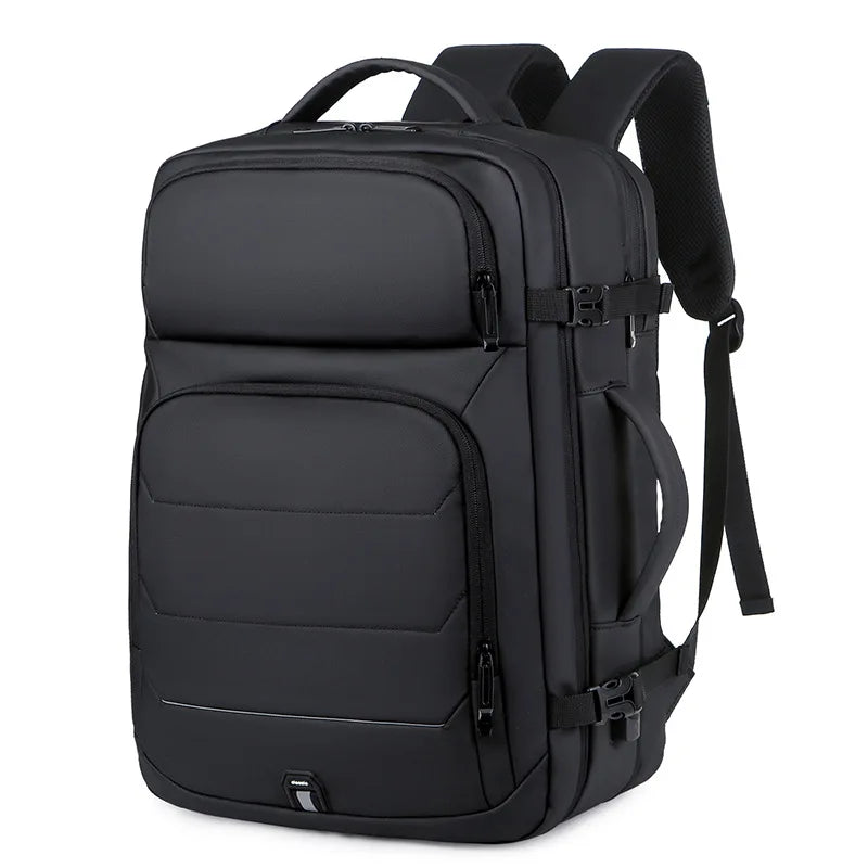 Expandable Waterproof USB Laptop Backpack Black Bolsnik