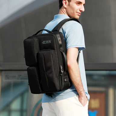 Heroic Knight Waterproof Laptop Backpack with USB Charging Black