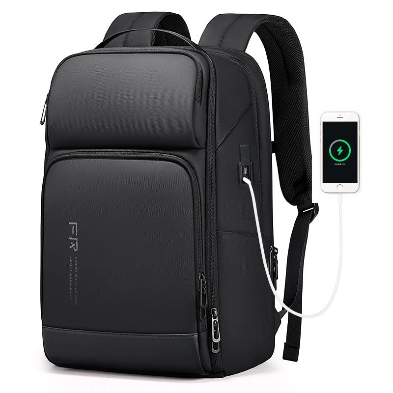 Fenruien 35L Waterproof Laptop Backpack with USB Charging Black