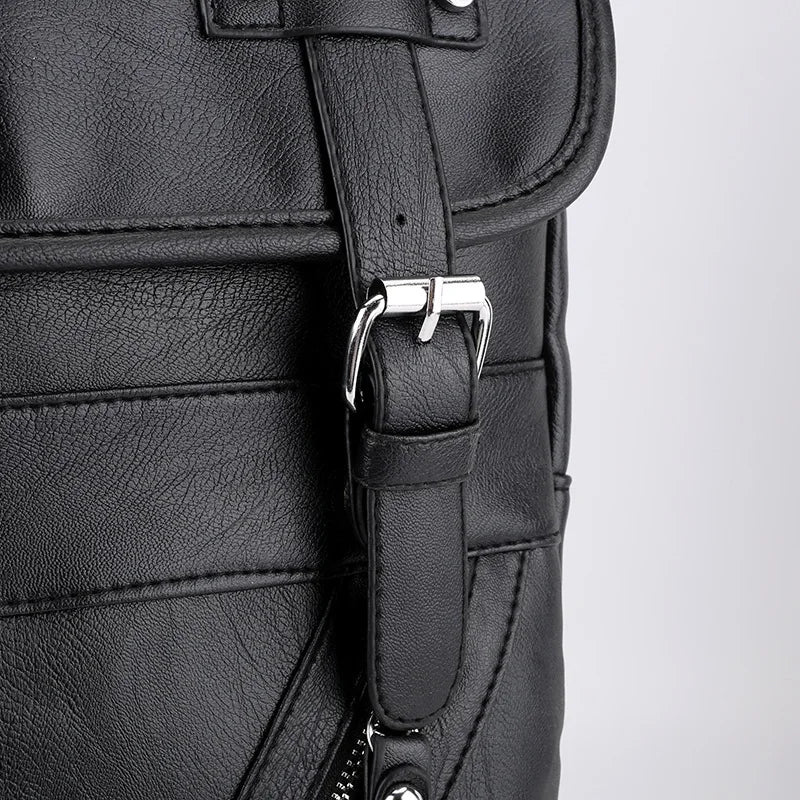 Vintage PU Leather Water-Resistant Laptop Travel Backpack Bolsnik