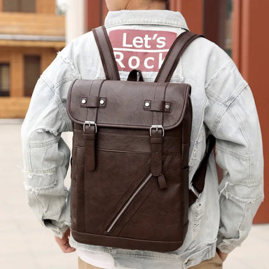 Vintage PU Leather Water-Resistant Laptop Travel Backpack Bolsnik