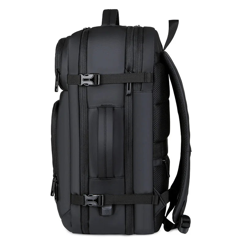 Expandable Waterproof USB Laptop Backpack Black Bolsnik
