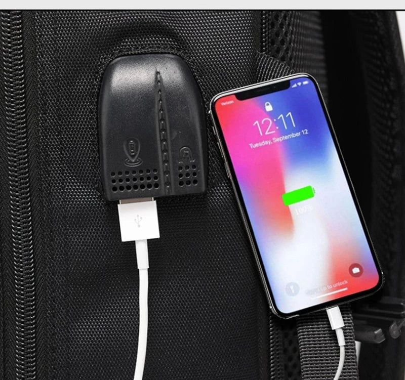 Waterproof Travel Laptop Backpack with USB Charging Black Bolsnik
