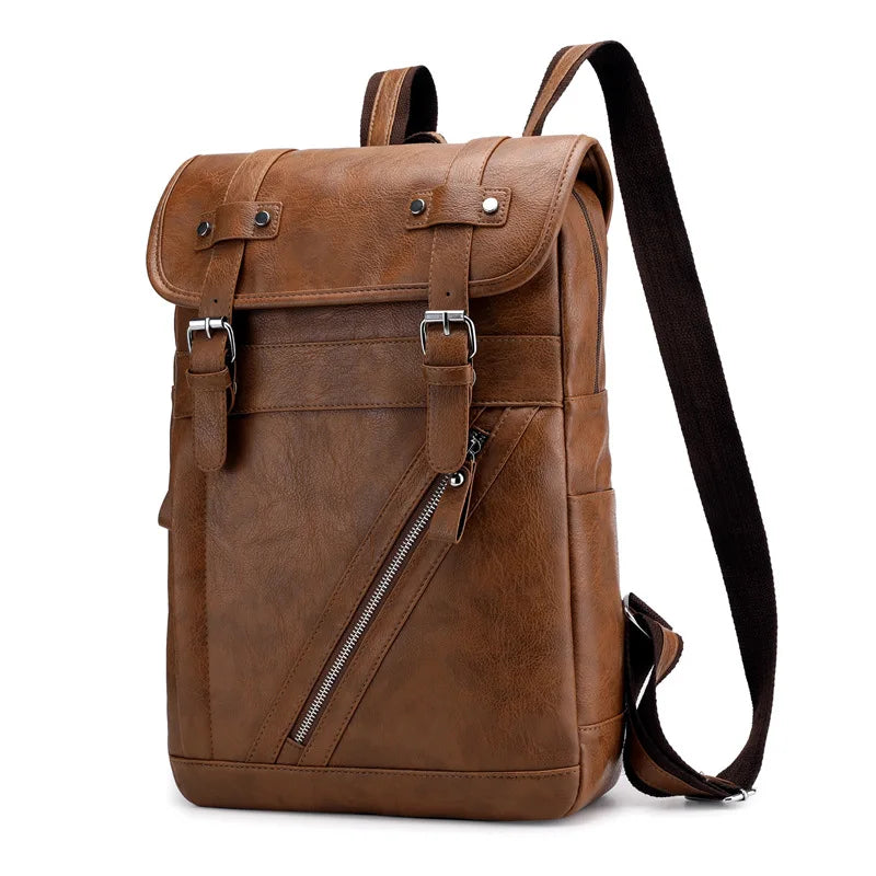 Vintage PU Leather Water-Resistant Laptop Travel Backpack Bolsnik