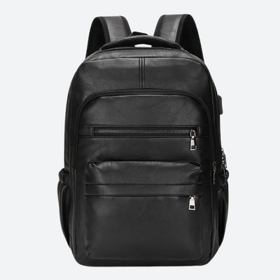 Waterproof PU Leather Laptop Backpack with USB Charging Port Bolsnik