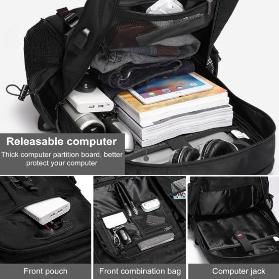 Waterproof Travel Laptop Backpack with USB Charging Black Bolsnik
