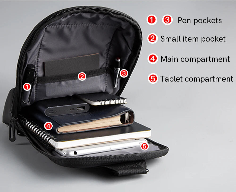 Kingsons Waterproof Anti-Theft Crossbody Bag with USB Charging