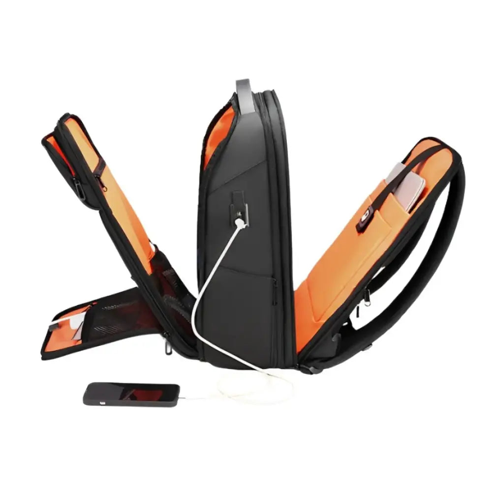 Fenruien 35L Waterproof Laptop Backpack with USB Charging Black